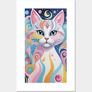 Whimsical Whiskers: Colorful Abstract Cat Posters and Art